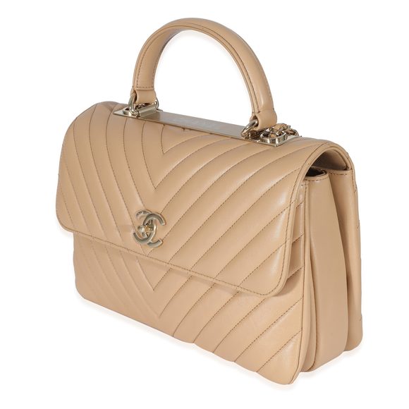 Chanel Beige Chevron Lambskin Medium Trendy Bag - Picture 2 of 7